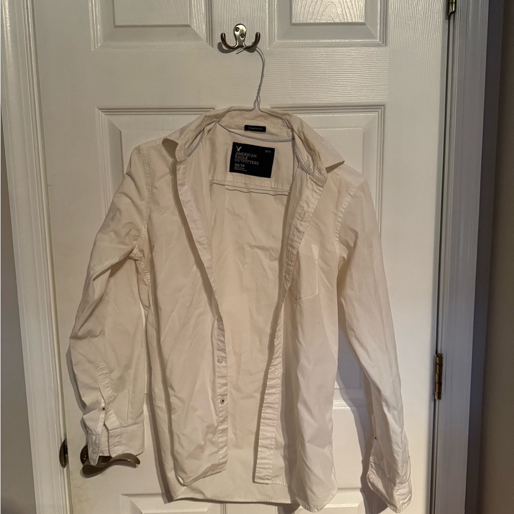 American Eagle Outfitters Cream Button-Up Shirt